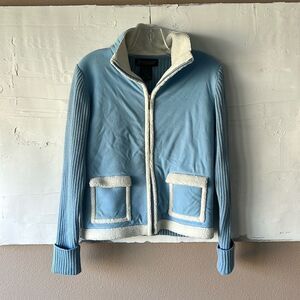 Bona Sherpa Faux Suede Jacket Baby Blue Size Small True Vintage
